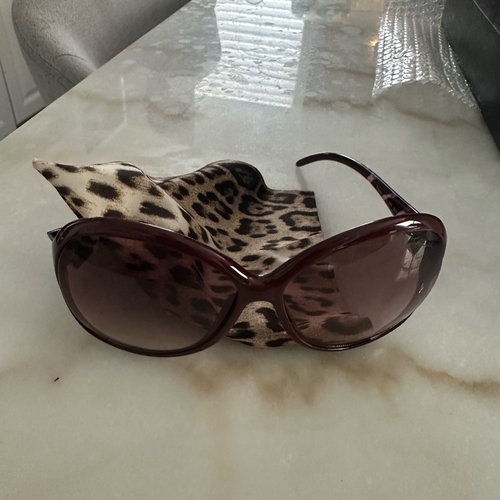Roberto Cavalli Brown Oversized Sunglasses with Animal Print